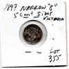 Image 2 : 355.  1897 NARROW 8, FIVE CENT, VICTORIA SILVER
