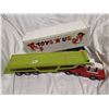 Image 1 : Tin toys'R'Us trailer+ tin car hauler 21" and 16"