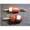 Image 1 : 2 SCREW IN PORCELAIN INSULATORS, BROWN