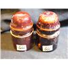 Image 1 : 2 DRIP GLAZED BROWN PORCELAIN INSULATORS