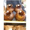 Image 2 : 4 VINTAGE, BROOKE CRESCENT, AMBER GLASS SHADES, QUILTED DIAMOND