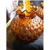 Image 4 : 4 VINTAGE, BROOKE CRESCENT, AMBER GLASS SHADES, QUILTED DIAMOND