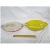 Image 1 : 2 MCM made in Belgium Roaster Pots one with Lid Yellow 1 without Lid Red Cast Iron with Enamel Coati