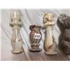 Image 2 : 3 marble candle sticks and stone koloa, wooden elephants, resenn turtle