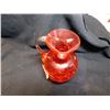 Image 2 : BLENKO RED ORANGE AMERICAN CRACKLE GLASS, 3" SIDE POUR PITCHER