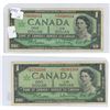 Image 1 : Lot of 2 1967 canadian $1 replacement bills- **N/O0090614 and *B/M1561509