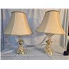 Image 1 : 2 Glass and metal accented table lamps, w/ shades
