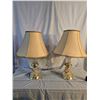 Image 2 : 2 Glass and metal accented table lamps, w/ shades