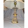 Image 4 : 2 Glass and metal accented table lamps, w/ shades