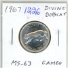Image 1 : 1967 Diving Bobcat Silver 25 Cents. Rotated Die. MS-63 with Cameo. One Year Type. Scarce.