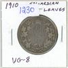 Image 1 : 1910 Edwardian Leaves Silver 50 Cents. VG-8.
