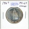 Image 1 : 1967 Canadian Silver 50 Cents. Howling Wolf. MS-64 with Cameo. Nice.