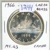 Image 1 : 1966 Large Beads Canadian Silver Dollar. MS-63 with Cameo.