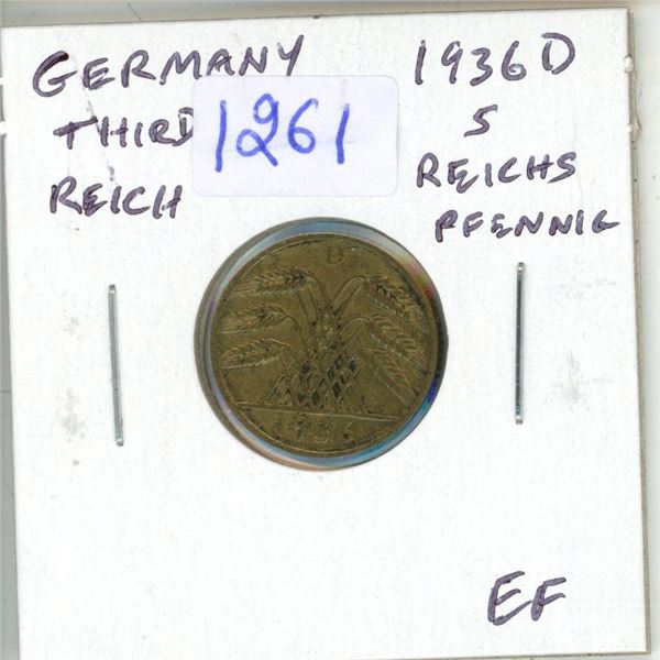 Germany - Nazi Third Reich. 1936D 5 Reichspfennig. EF.