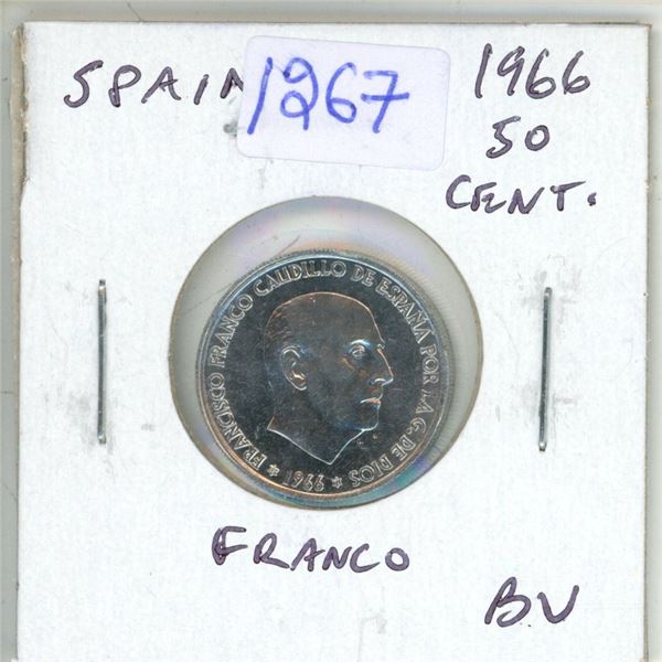 Spain. 1966 50 Centimes. Dictator General Francisco Franco. BU.