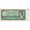 Image 1 : 1954 Modified Portrait $1. Beattie-Rasminsky signatures. F/F Prefix. BC-37b-i. VF-30.