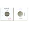 Image 1 : 2 Canadian silver 10 cent coins - 1936 & 1962