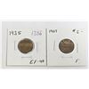Image 1 : 2x 1927 & 1935 Canadian small cent pennies