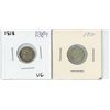 Image 1 : 2x 1918 & 1920 Canadian silver 5 cent coins