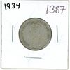 Image 1 : 1934 Canadian silver 25 cent coin