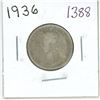 Image 1 : 1936 Canadian silver 25 cent coin