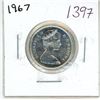 Image 1 : 1967 Canadian silver 25 cent coin. Centennial Lynx