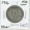 Image 1 : 1916 Canadian silver 50 cent coin