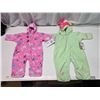 Image 1 : 2x New w/ tags - Colombia infant girls, sz 6m & 12m thermal fleece winter suit