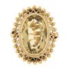 Image 4 : Vintage 18k Gold Milgrain Bezel Oval Citrine Open Work Beaded Large Platter Ring