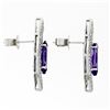 Image 5 : Custom 18k White Gold 3.50 ctw Marquise Amethyst & Diamond Large Stud Earring
