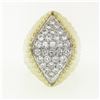 Image 4 : Vintage 14k Gold 1.20 ctw Pave Round Diamond Scalloped Sides Large Cocktail Ring