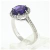 Image 9 : 14K White Gold 4.1 ctw Royal Purple Amethyst Solitaire w/ Round Diamond Halo Rin