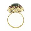Image 7 : Vintage 14k Gold Oval Cabochon Jade Solitaire w/ Ruby Textured Flower Halo Ring