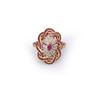 Heavy 18k Yellow Gold Ruby & Diamond Art Deco Style Ring