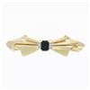 Image 1 : Vintage 14k Gold Black Onyx & Old Cut Diamond Long Freeform Ribbon Brooch Pin