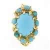 Image 4 : Vintage 18k Gold Large Oval Cabochon Cut Turquoise Open Coral Reef Freeform Ring