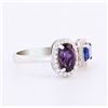 Image 2 : 3.01 ctw Blue and Bluish Purple Sapphire and 0.30 ctw Diamond 18K White Gold Rin