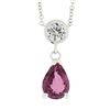Image 2 : NEW 14K Gold 1.99 ctw Pear Pink Sapphire & Round Diamond Dangle Pendant Necklace