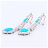 Image 3 : 4.71 ctw Turquoise and 1.87 ctw Diamond 14K White Gold Earrings