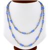 Image 1 : Judith Ripka 18K Gold Blue Topaz Faceted Tube w/ Diamond 36" Long Chain Necklace
