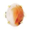 Image 1 : Antique 14k Gold Oval Cabochon Orange White Banded Agate Solitaire Cocktail Ring