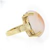 Image 5 : Antique 14k Gold Oval Cabochon Orange White Banded Agate Solitaire Cocktail Ring