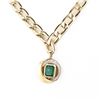 Image 1 : 1.96 ctw Emerald and 0.21 ctw Diamond 14K Yellow Gold Necklace