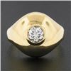 Image 2 : Unisex 18k Gold 0.73 ctw Round Bezel Diamond Polished Solitaire Dome Bombe Ring