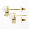 Image 3 : 14k Yellow Gold 7.9mm FINE Pearl w/ 0.54 ctw Princess Diamond Drop Stud Earrings