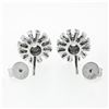 Image 5 : New Unique 18k White Gold 1.02 ctw Round & Baguette Snowflake Post Stud Earrings