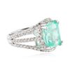Image 2 : 14KT White Gold 5.58 ctw Emerald and Diamond Ring