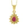 Image 5 : NEW 14k Gold 0.73 ctw Pear Ruby & Diamond Halo Petite Teardrop Pendant w/ Chain