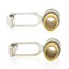 Image 4 : Vintage 14k TT Gold Diamond Polished & Florentine Finish Tube Swivel Cuff Links