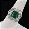 Image 3 : 4.15 ctw Emerald and 1.38 ctw Diamond Platinum Ring (GIA CERTIFIED)